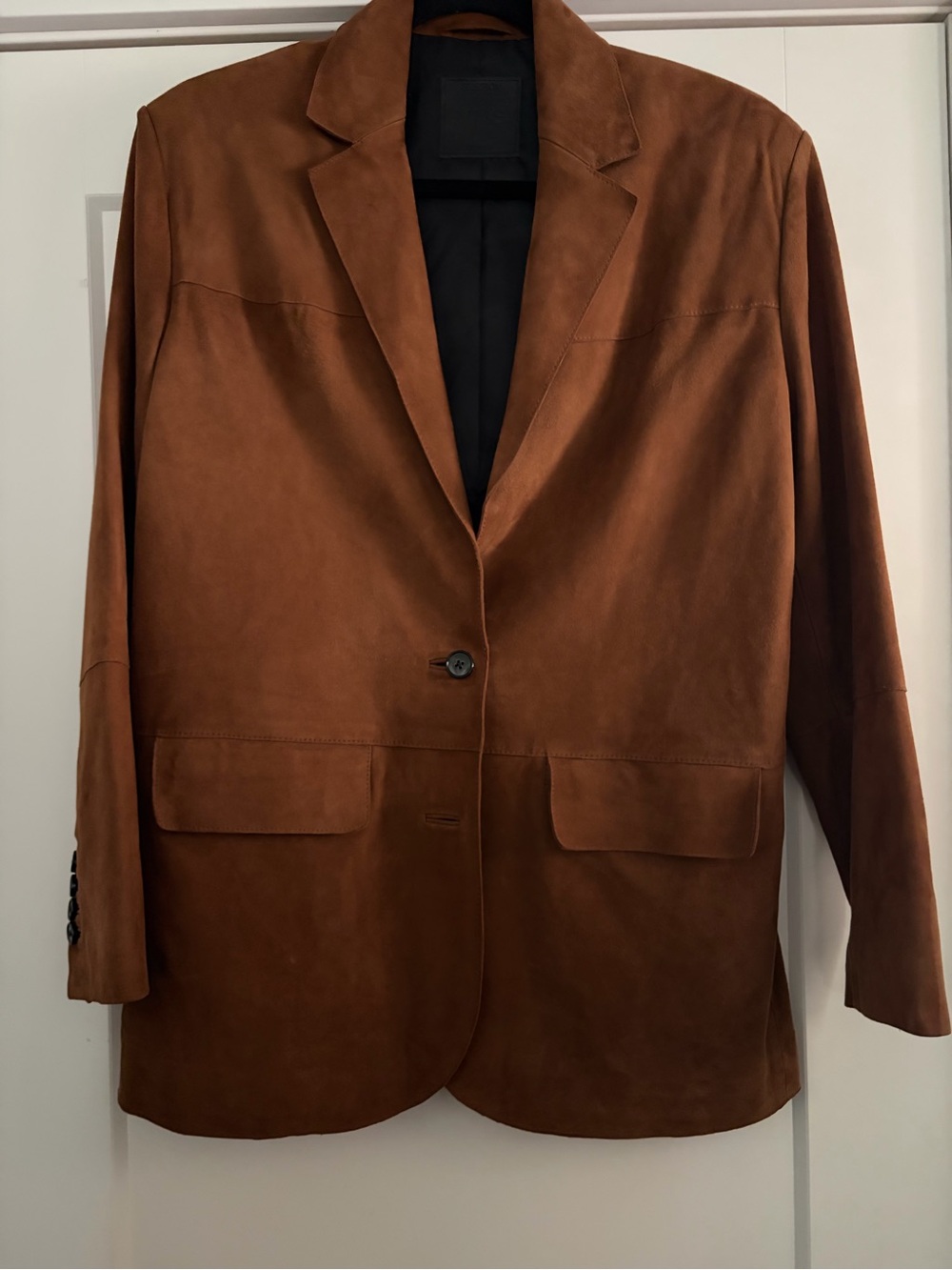 Mango Suede Leather Jacket in Cognac Brown